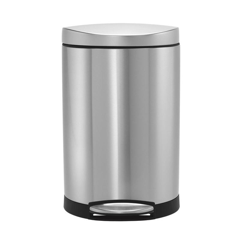 simplehuman 10L Semi-Round Step Trash Can Brushed Stainless Steel