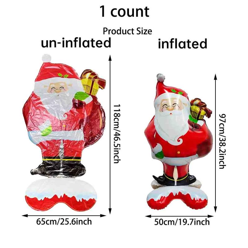 Christmas Standing Santa Claus Design Balloon, 1 Count Cute Santa Claus Balloon, Inflatable Balloon for Home Party Decoration, Party Supplies