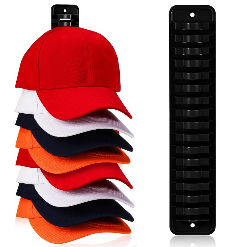 1 Count Hat Organizer for Baseball Caps, Wall - Adhesive Hat Rack with Hooks Holds up to 16 Hats, Hat Hanger & Holder for Door Closet Storage and Display.