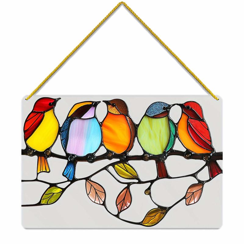 Bird Design Acrylic Hanging Decor, 1 Count Colorful Window Hanging Ornament, Home & Courtyard & Office Decor