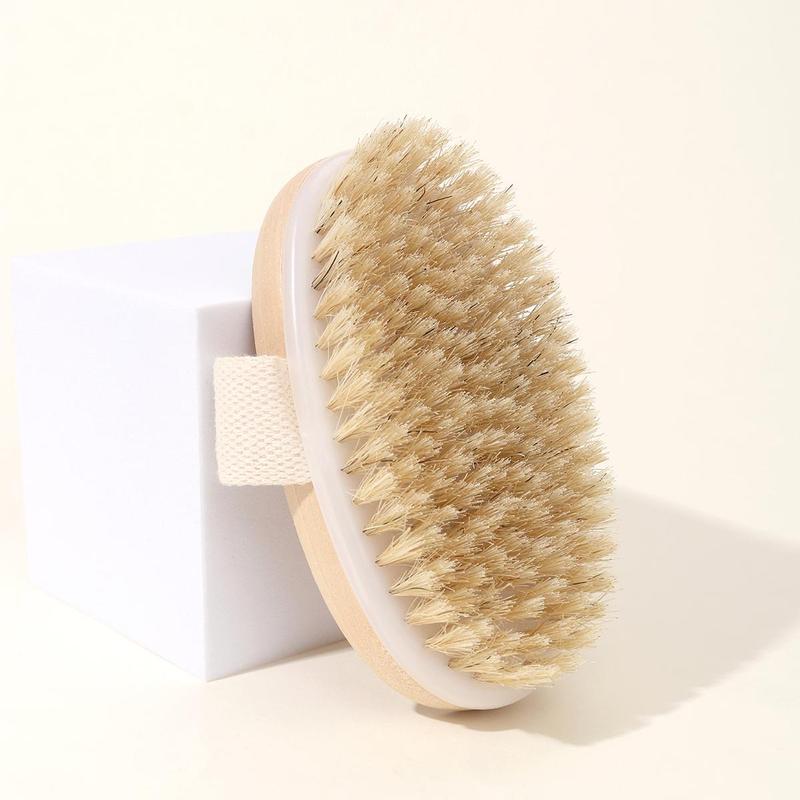 Wooden Bath Brush, 1 Count Dry & Wet Use Exfoliating Body Brush, Bathroom Accessories Shower Products, Professional Body Scrub Brush For Removing Dead Skin And Improving Skin Texture