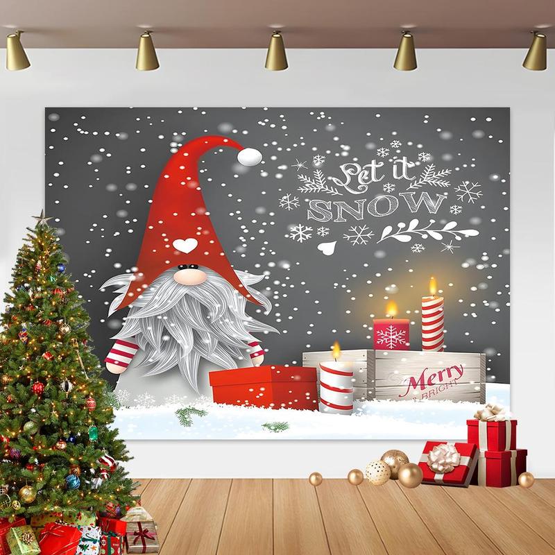 Christmas Themed Backdrop, 1 Count Christmas Gnome Pattern Backdrop, Festive & Party Supplies for Home Living Room Bedroom Kitchen