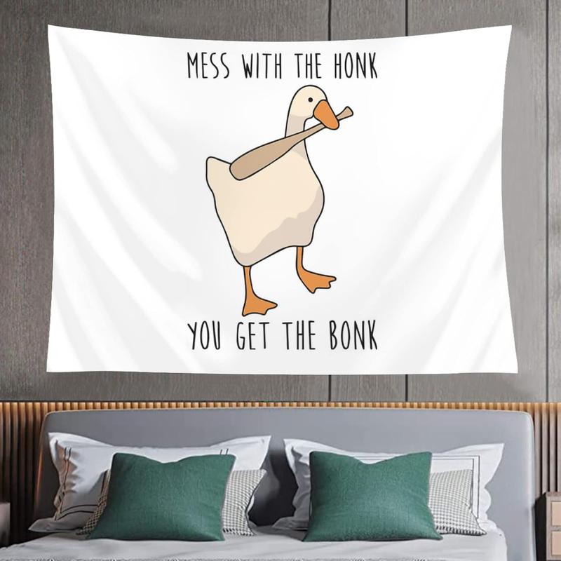 Demosayer Goose Game Funny Tapestry for College Dorm Peace Option Meme Tapestries Poster for Bedroom Wall Art Decor Banners