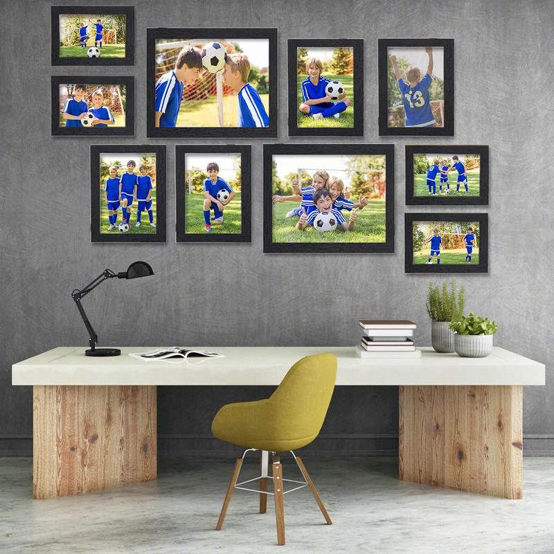 Picture Frames Collage Wall Decor 10 Pack, Gallery Wall Frame Set for Wall Mounting, Multi Sizes Including 8x10, 5x7, 4x6 Family Photo Frames Black Box Hanging