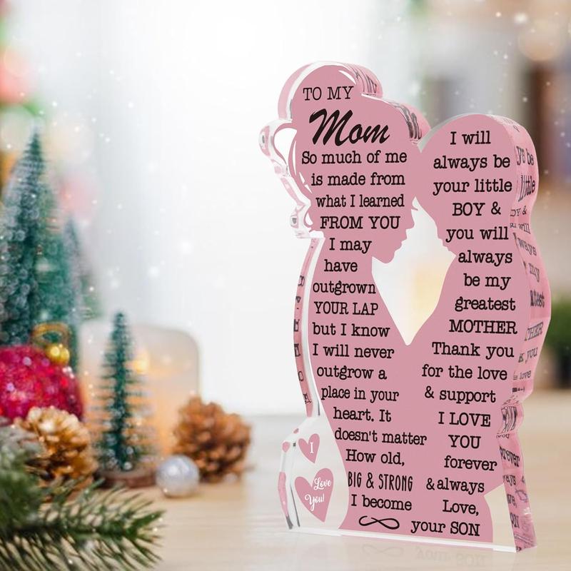 Gifts To My Mom Gifts from Son, Daughter, Christmas Gift for Mom, Mom Birthday Ideas Gift Cool Mother's Day Gifts from Son Best Mom Ever Gifts New Mom Single Mom Christmas 2024 Acrylic Plaque Sign 5x3in