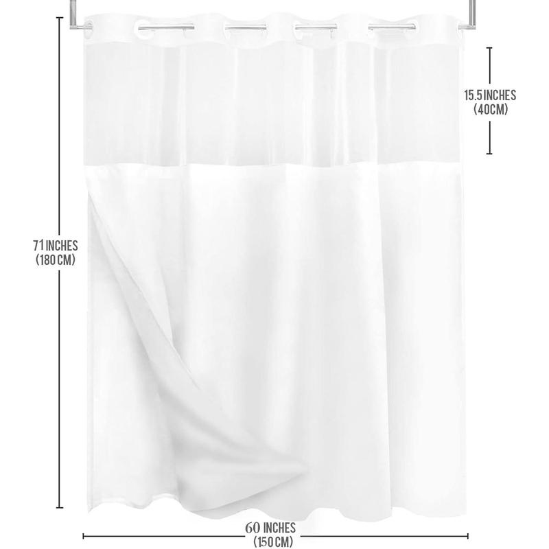 No Hooks Snap in Liner Vintage Wildflower Botanical Herbs Shower Curtain Sets, Hotel Luxury Double Layers Waterproof Fabric & See-Through Top Window Bathroom Decorative 60x72 Inch Print Artwork