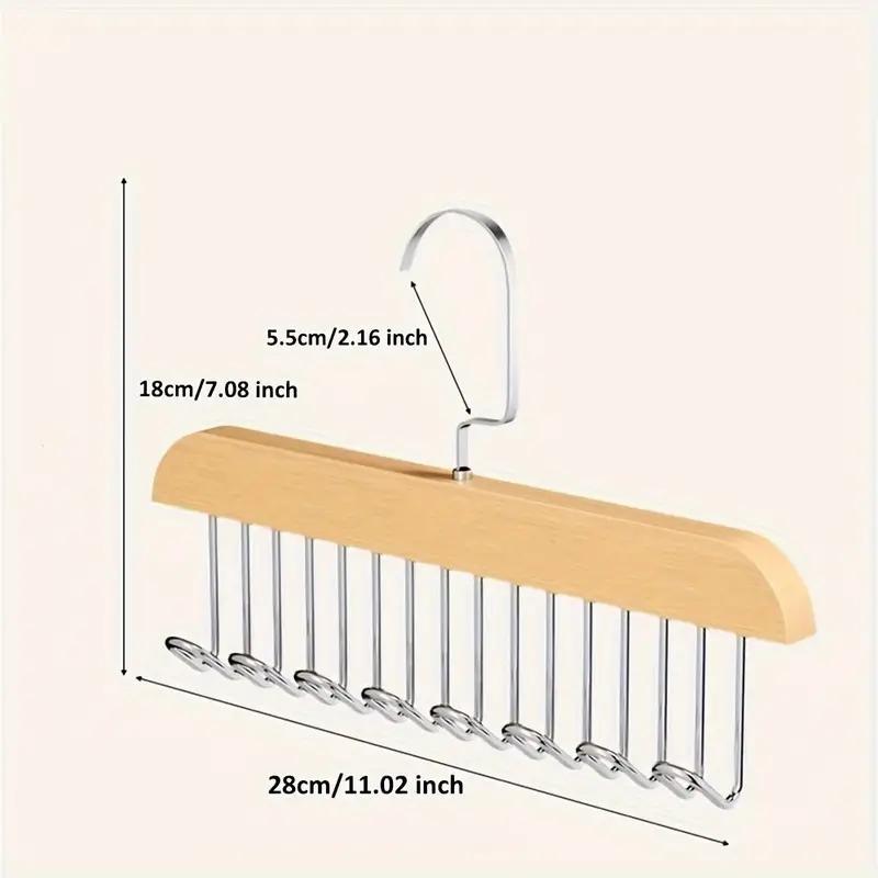 Wooden Bra Hanger, 3 Counts Space Saving 360° Rotatable Bra Hanger with 8 Hooks, Home Organizer for Bra Underwear Socks