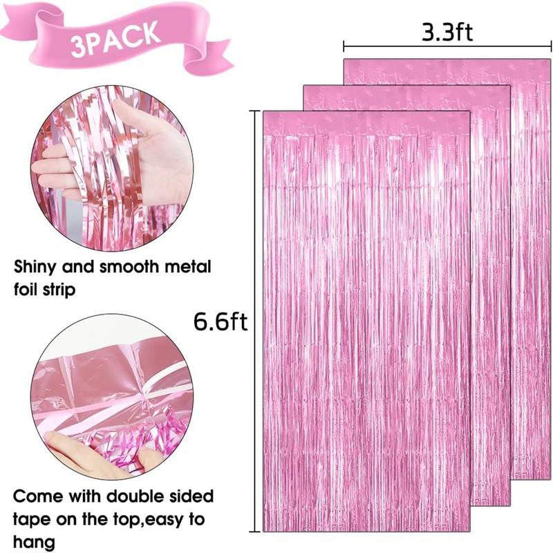 Foil Fringe Curtains, Blue Fringe Backdrop, 3 Pack 3.3x6.57ft Fringe Backdrop for Parties,Tinsel Curtain Backdrop, Foil Curtain Backdrop, Foil Curtain for Birthday Wedding Disco Decorations