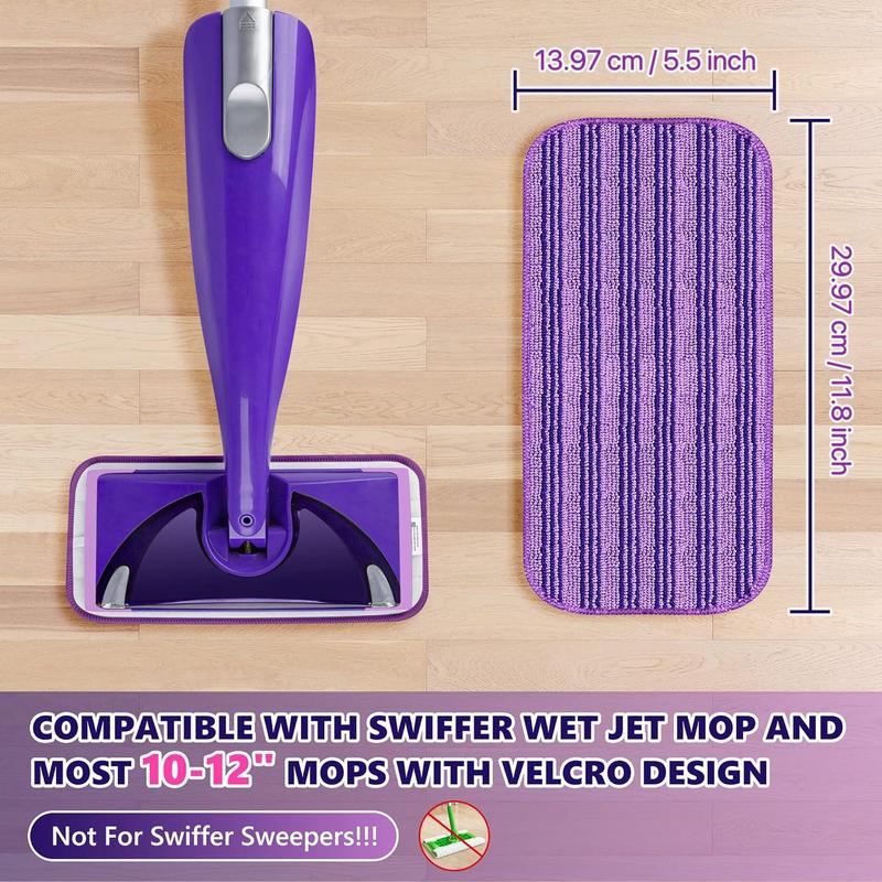 Reusable Mop Pad, 4 Counts Wet Jet Mop Pad, Microfiber Replacement Pad  Mop Cloth for Hardwood Floor Cleaning, Dry Wet Mopping Cloth for 12