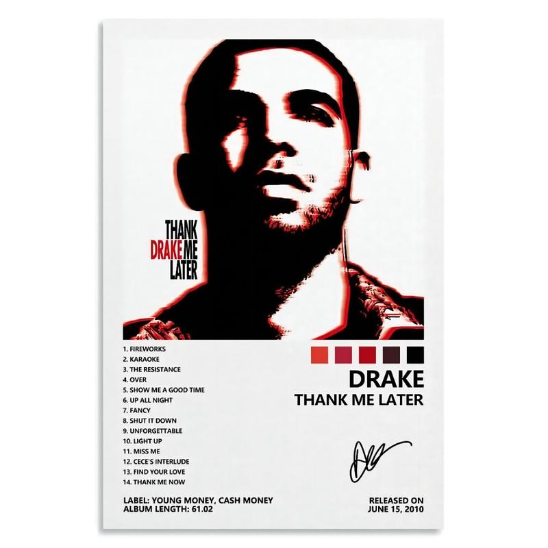 Drake Thank Me Later Album Cover Poster for Room Aesthetic Canvas Wall Art Bedroom Docor