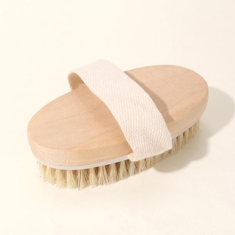 Wooden Bath Brush, 1 Count Dry & Wet Use Exfoliating Body Brush, Bathroom Accessories Shower Products, Professional Body Scrub Brush For Removing Dead Skin And Improving Skin Texture