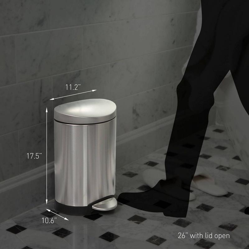 simplehuman 10L Semi-Round Step Trash Can Brushed Stainless Steel