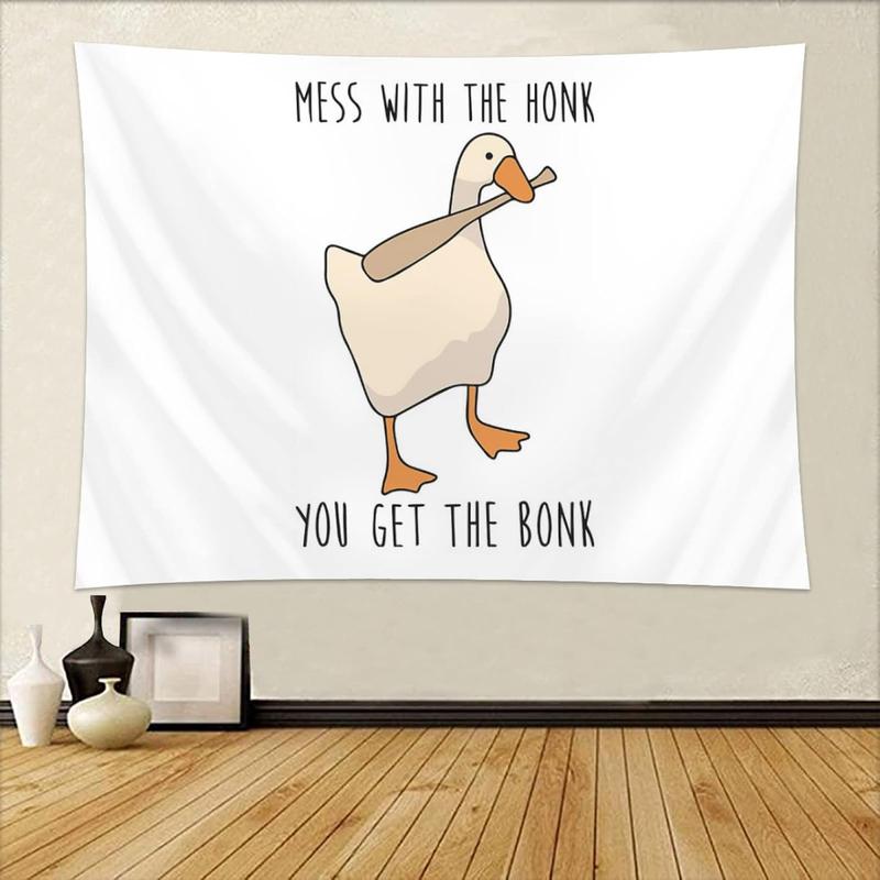 Demosayer Goose Game Funny Tapestry for College Dorm Peace Option Meme Tapestries Poster for Bedroom Wall Art Decor Banners