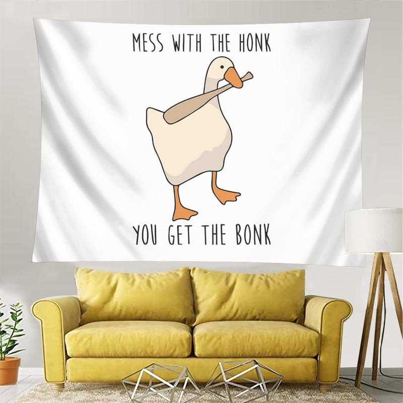 Demosayer Goose Game Funny Tapestry for College Dorm Peace Option Meme Tapestries Poster for Bedroom Wall Art Decor Banners