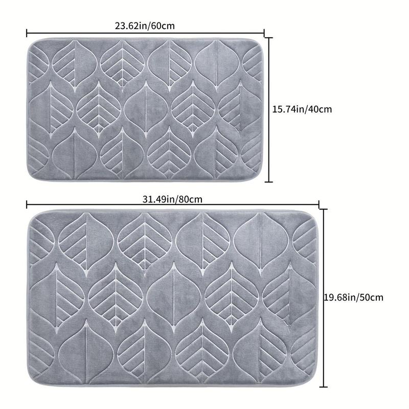 Leaf Pattern Bath Mat, 1 Count Non-slip Soft Absorbent Bathroom Mat, Rectangle Home Decor Floor Mat for Bathroom, Kitchen, Living Room