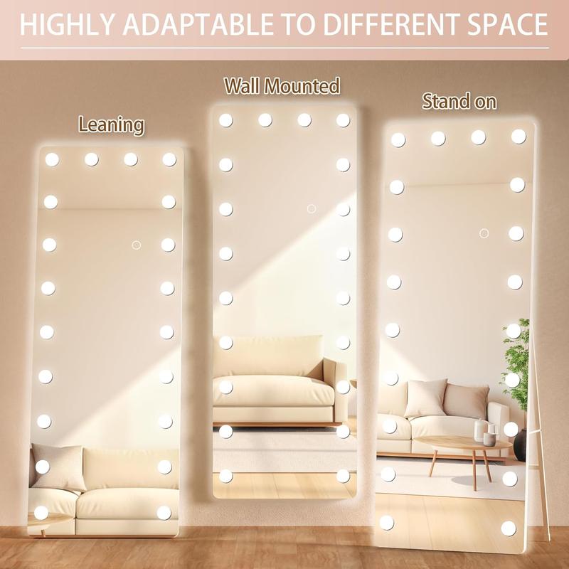 HASIPU Hollywood Full Body Mirrors with Bulbs, Wall Mounted Full Length Mirror with Lights