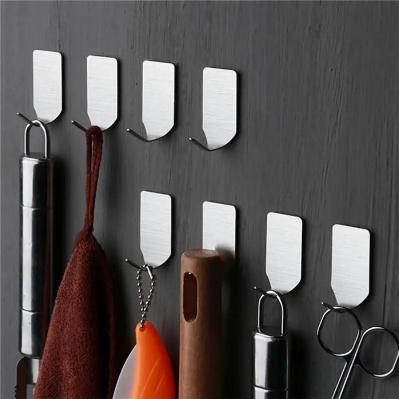 Stainless Steel Towel Hook, 12pcs Self-adhesive Towel Rack, Wall Mounted Towel Hook for Home Kitchen Store Portal