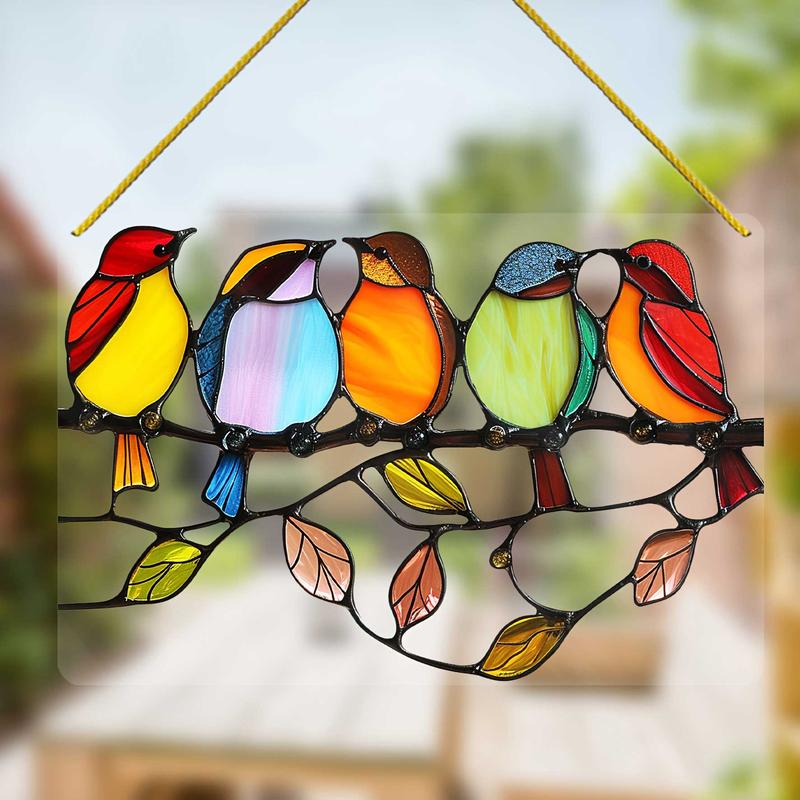 Bird Design Acrylic Hanging Decor, 1 Count Colorful Window Hanging Ornament, Home & Courtyard & Office Decor