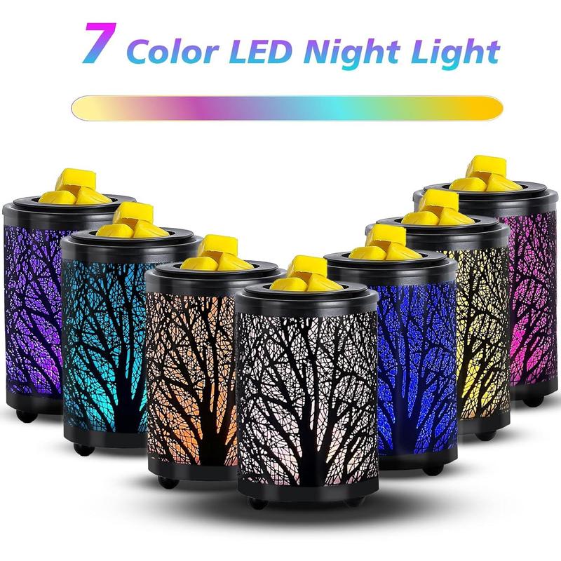 Electric Wax Melt Warmer PTC Heating Plate with 7 Colors LED Changing Light Wax Warmer Fragrance Warmer for Home Office Gifts & Decor(Black Forest)