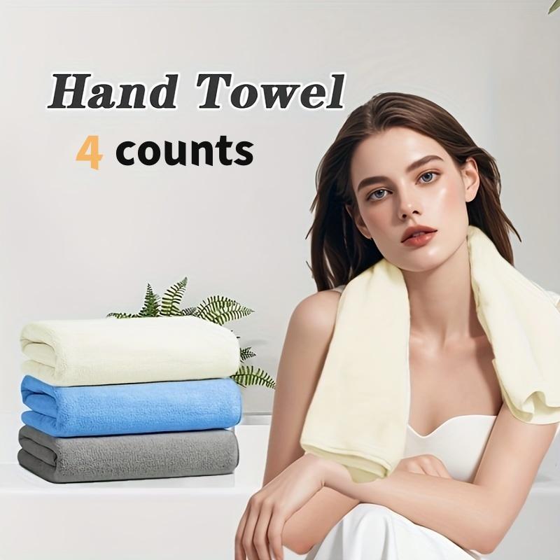 Microfiber Towel Set, 4 Counts set Soft Absorbent Towel, Multi-purpose Detailed Towel, Hand Towel for Bathing, Hand, Face, Gym and Spa