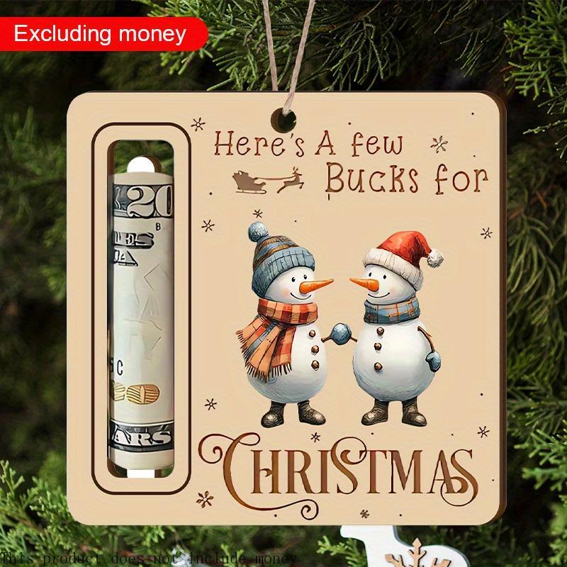 Christmas Money Holder, 1 Count Snowman Design Wooden Hanging Ornament, Cash Decoration for Home Party Festival, Christmas Decor