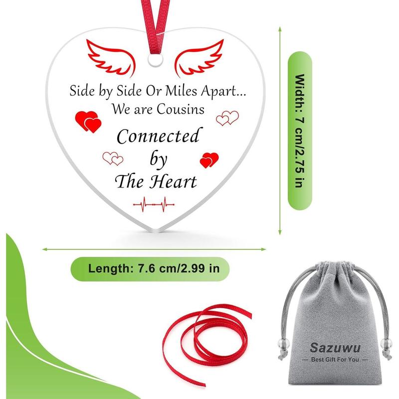 Cousin Gifts from Cousin Acrylic Heart Tag Cousins Birthday Gifts for Women Men Long Distance Relationship Gifts Acrylic Ornaments for Your Cousins Graduation Wedding Gifts