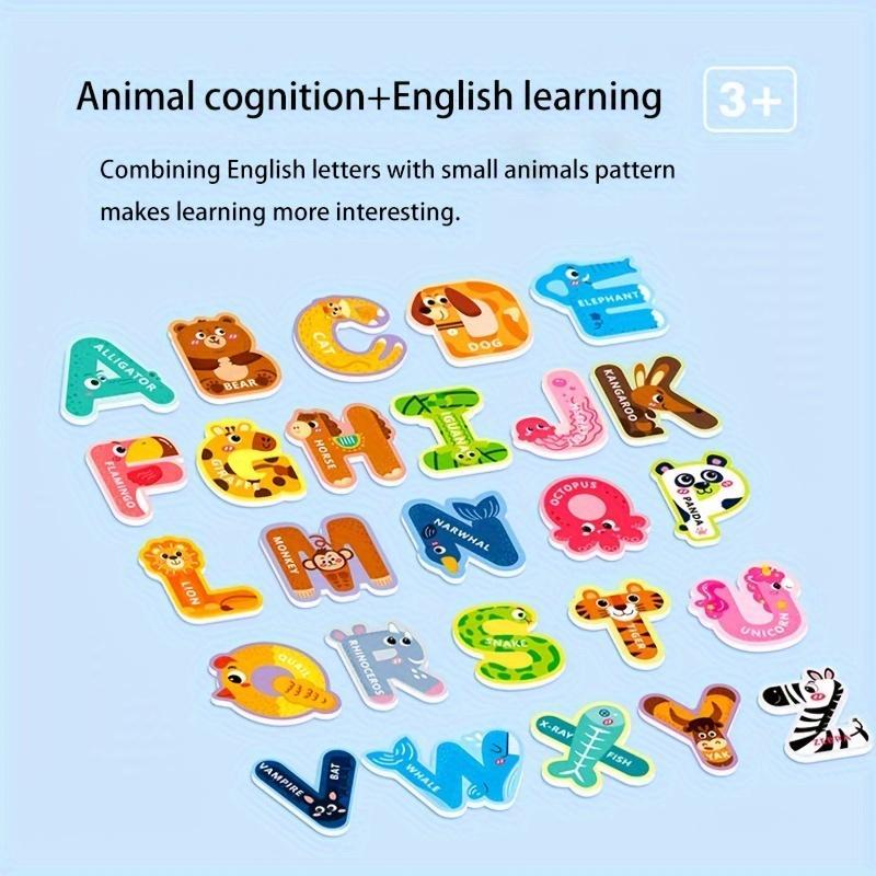 Animal Design Magnetic Letters, 24pcs set Magnetic Alphabet Themed Stickers, Decorative Sticker for Home Kitchen Living Room