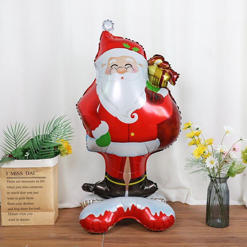 Christmas Standing Santa Claus Design Balloon, 1 Count Cute Santa Claus Balloon, Inflatable Balloon for Home Party Decoration, Party Supplies