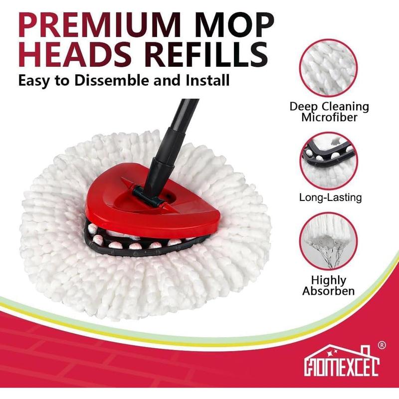 Mop Replacement Heads Compatible with O-Cedar EasyWring Spin Mop 6 Pack-Washable Microfiber Spin Head Refills-Easy Cleaning Mop Head Replacement