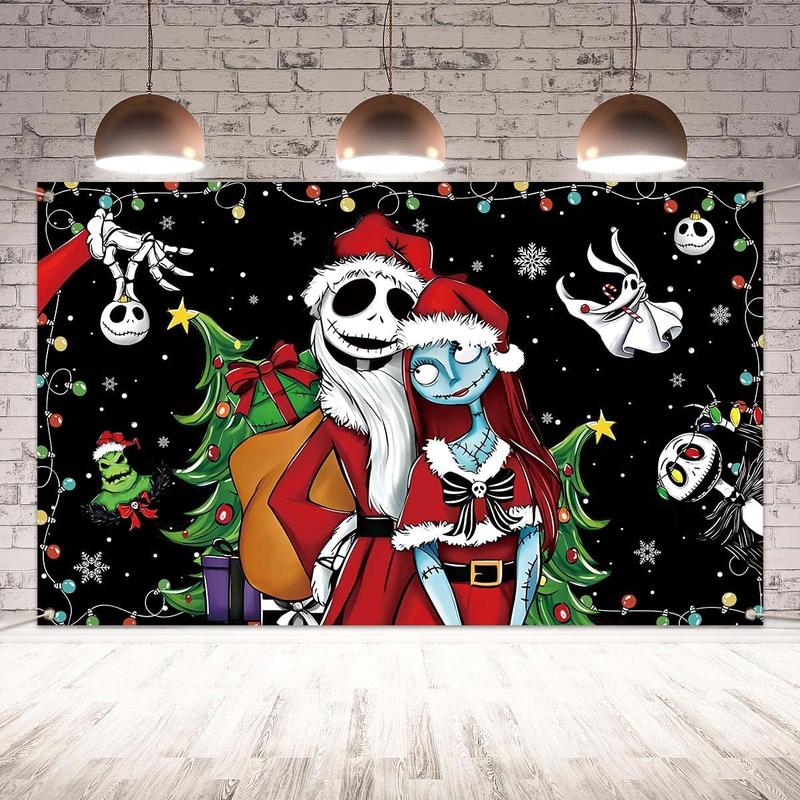 Nightmare before Christmas photo Background photography Christmas peach fur tapestry Jack Skull and Sally Christmas Christmas winter holiday decorations and supplies home