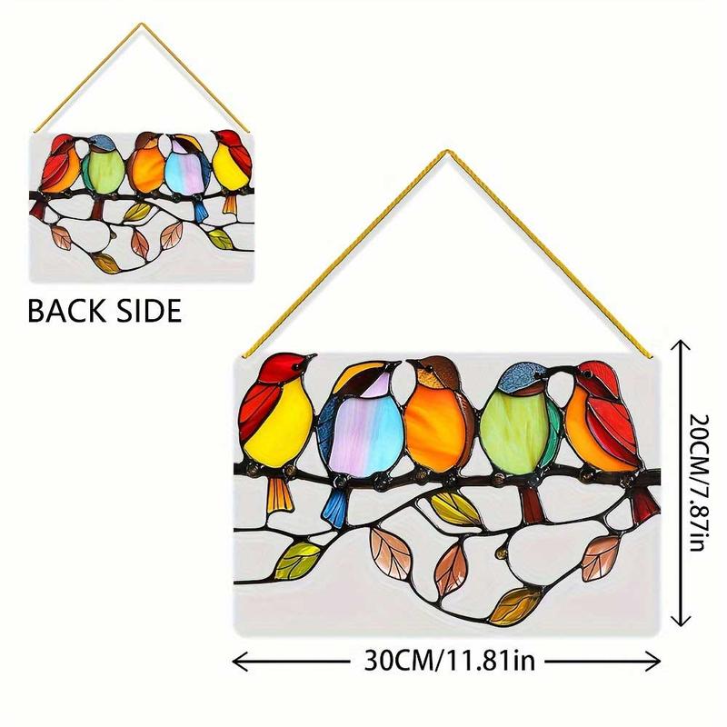 Bird Design Acrylic Hanging Decor, 1 Count Colorful Window Hanging Ornament, Home & Courtyard & Office Decor