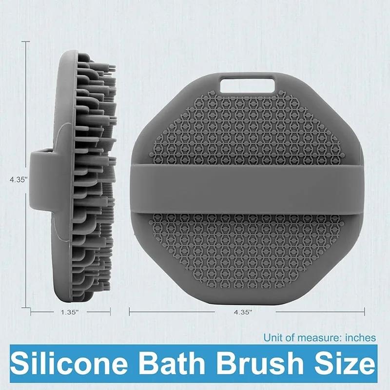 Silicone Body Scrubber for Men & Women, Exfoliating Shower Brush with Non-Slip Handles