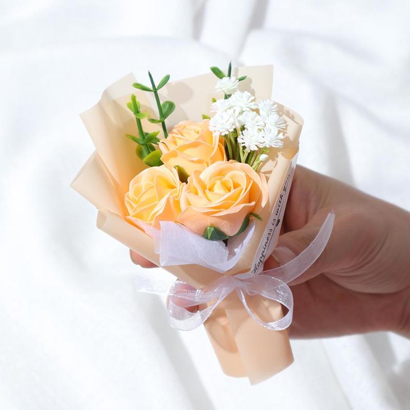 Cruel Fall Artificial Flower Bouquet for Room Decor, Creative DIY Spring Mini Soap Rose Bouquet, Creative Flower Arrangement for Home Wedding Decor, Gifts for Girlfriend, Atmosphere Arrangement Ornament, Fall Decor, Home Decor