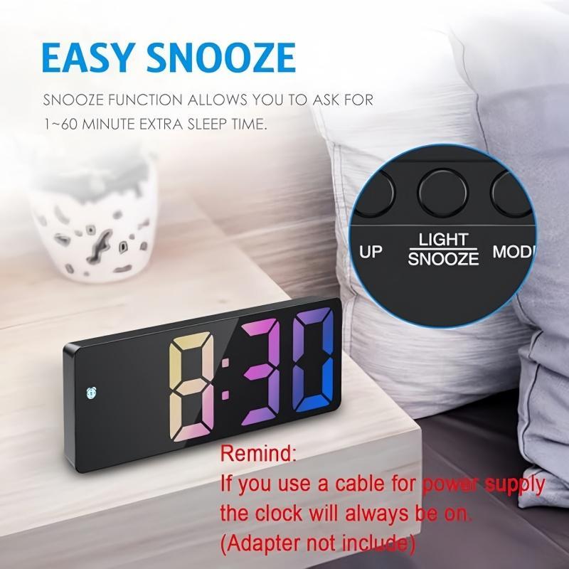 LED Alarm Clock, 1 Count USB Powered AAA Battery Use (excluding Battery) Temperature date Cycle Display, Adjustable Brightness Multifunctional Alarm Clock for Home Dormitory School Office