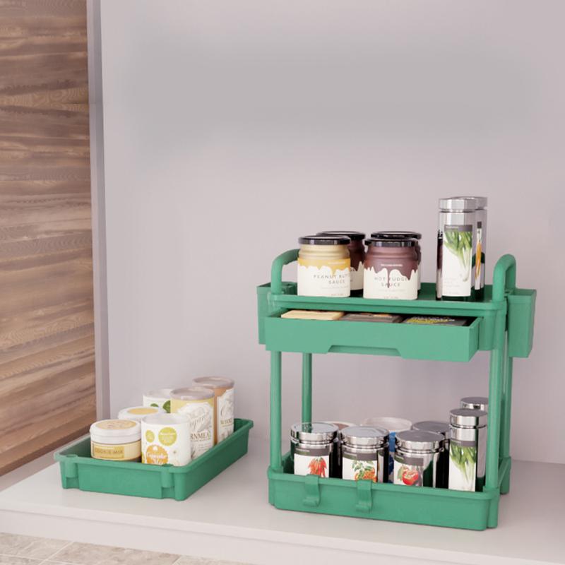 3-5 Tier Rolling Utility Cart with Drawer,  REBECAT Multi-functional cart is suitable for kitchen, bathroom, office and other scenes.