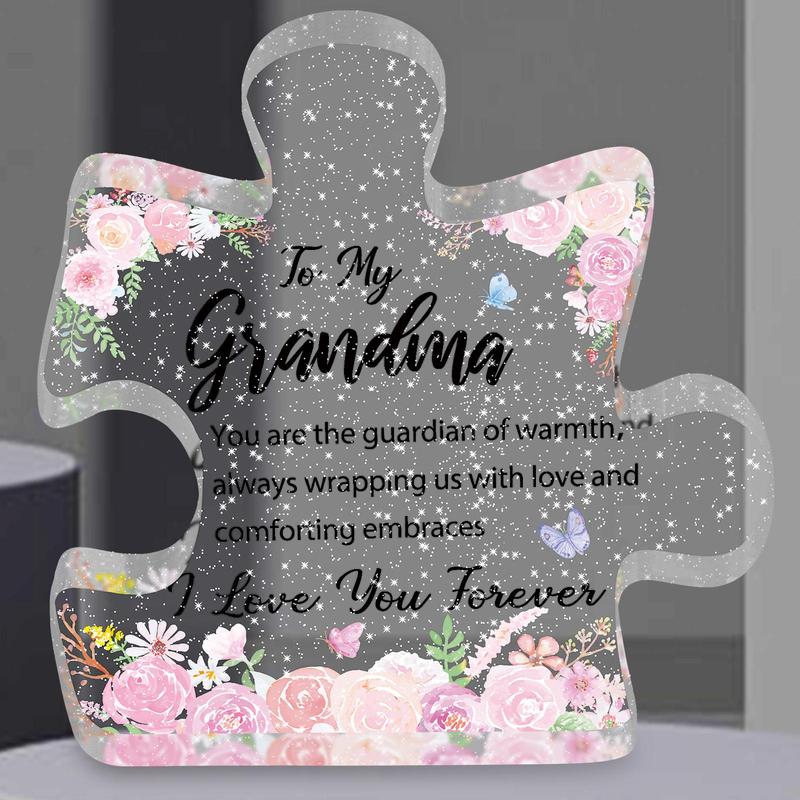 Letter Design Acrylic Puzzle Ornament, To My Grandma Gift, Transparent Acrylic Plaque, Birthday Gift For Grandma, Appreciation Gift For Grandma, Best Heartwarming Gift For Grandma