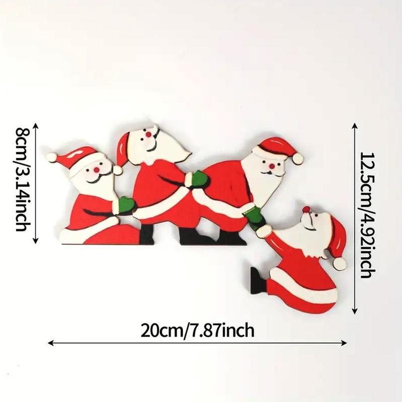 Christmas Santa & Reindeer Design Wooden Door Frame Decor, 1 Count Funny Design Door Frame Decor, Perfect for Holiday Home & Office Decor