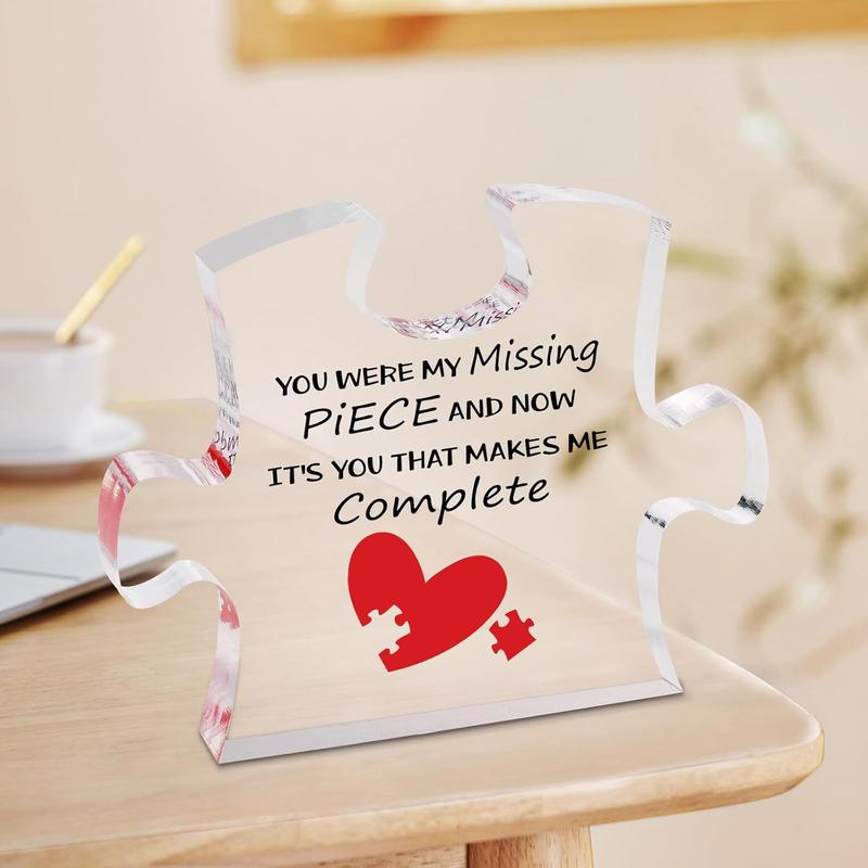 Gift for Her, Romantic Puzzle-Shaped Plaque, Christmas Birthday Gifts for Her Him Wife Husband Boyfriend Girlfriend (Anniversary)