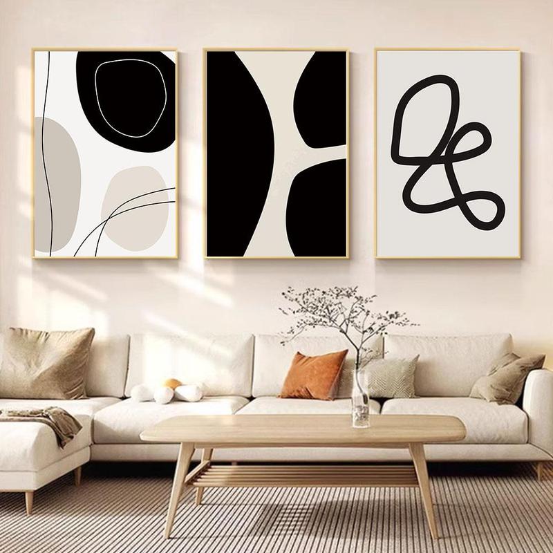 Modern Abstract Line Pattern Unframed Canvas Painting, 3 Counts set Modern Wall Art Poster, Wall Art Decor for Home Living Room Bedroom Office School