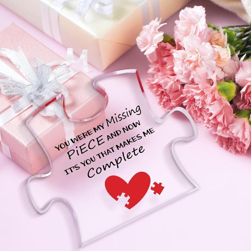 Gift for Her, Romantic Puzzle-Shaped Plaque, Christmas Birthday Gifts for Her Him Wife Husband Boyfriend Girlfriend (Anniversary)