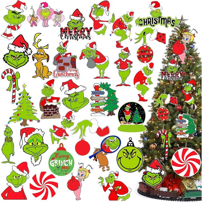 80Pcs Grinchmas Christmas Tree Decorations Grinchmas Christmas Ornaments, Grinchmas Ornaments for Christmas Tree Hanging Ornaments Decorations for Christmas Holiday Tree Home Decor