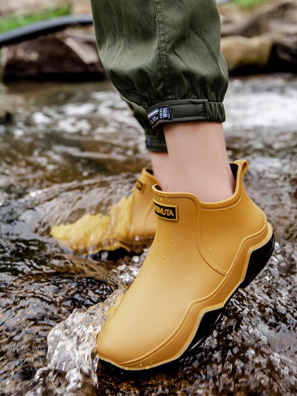 Women's Solid Color Rain Boots, Fashionable Waterproof Anti-slip Rain Boots for Outdoor Work, Waterproof Garden Shoes, Ankle Rain Shoes for Women