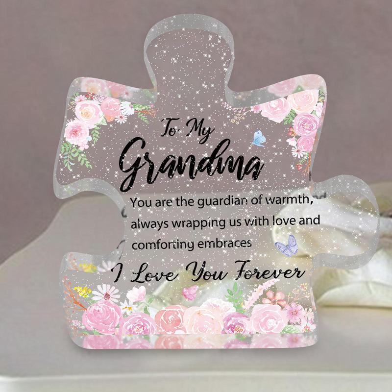 Letter Design Acrylic Puzzle Ornament, To My Grandma Gift, Transparent Acrylic Plaque, Birthday Gift For Grandma, Appreciation Gift For Grandma, Best Heartwarming Gift For Grandma