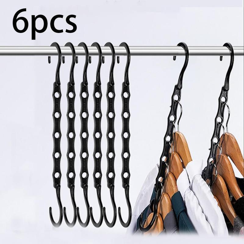 Durable Clothes Hanger Connector, 6pcs set 5-hook Magic Hanger for Wardrobe, Space Saving Hanger Connector for Home Use, Portable Storage Organizer for Outdoor Travel, Bedroom Accessories