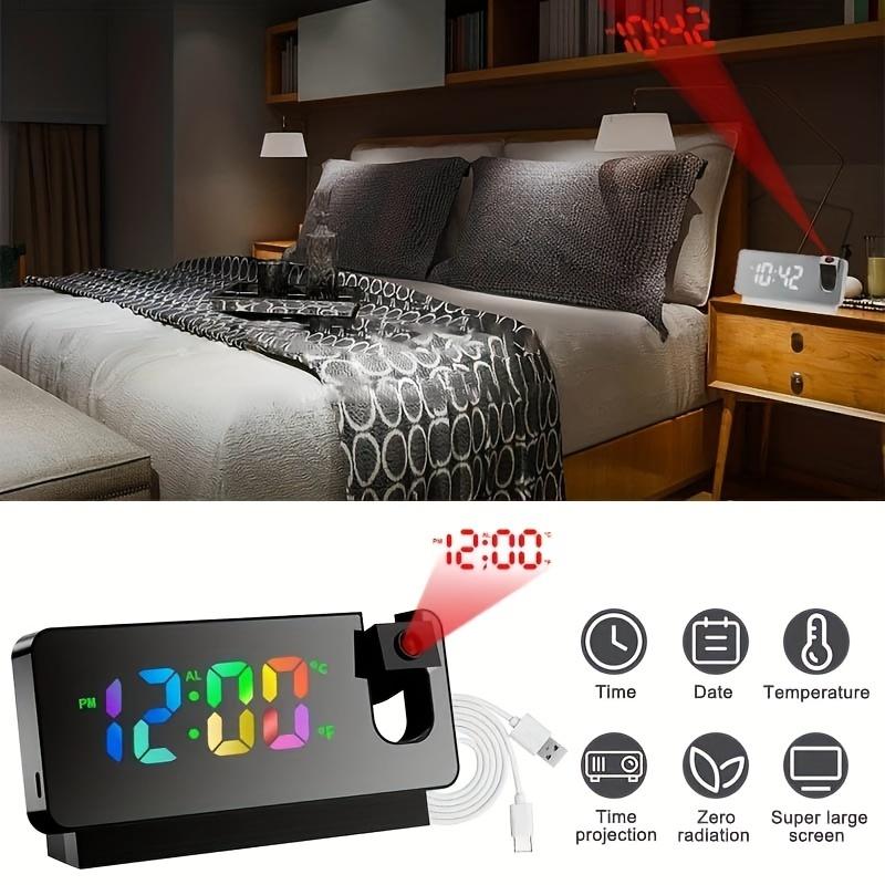 2025 New Black Friday LED Digital Projection Alarm Clock for Bedroom and Desktop USB Wake Up Clock with Projection on Ceiling and Wall Christmas Gift