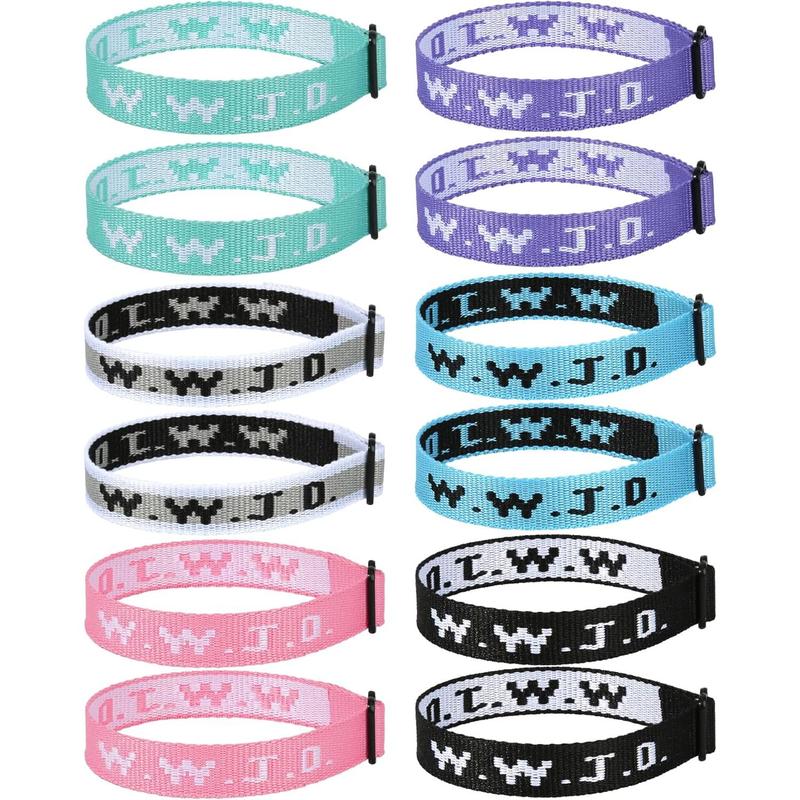 12 Count WWJD Bracelet Pack, Christian Gifts Adjustable Wristbands, WWJD Jesus Bracelets Bulk - What Would Jesus Do Bracelet for Women Men