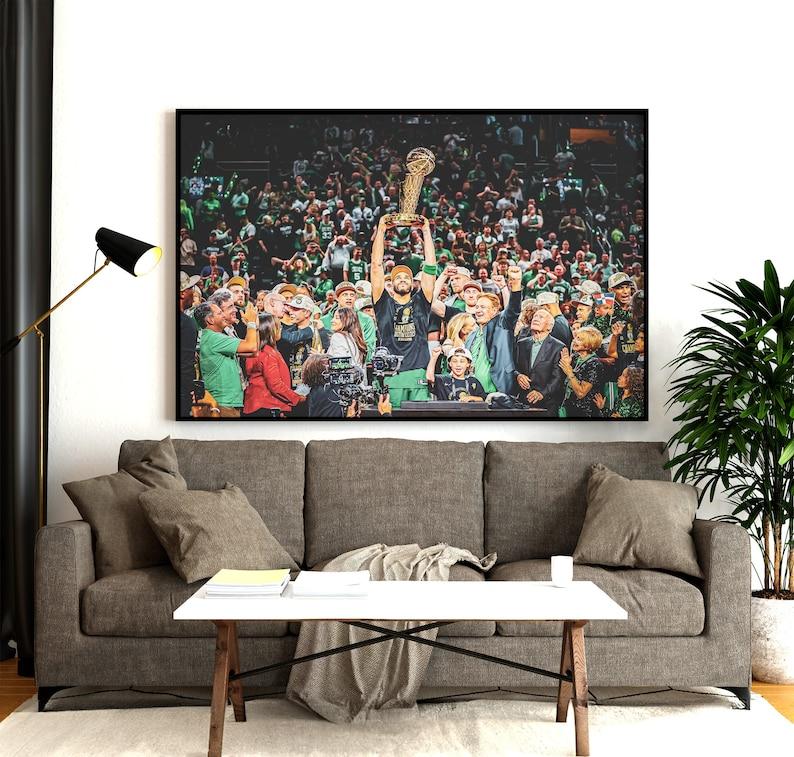 Boston Celtics NBA champions 2024 poster print, Jayson Tatum, Brown, Kristaps Porzingis NBA basketball Canvas Wall Art