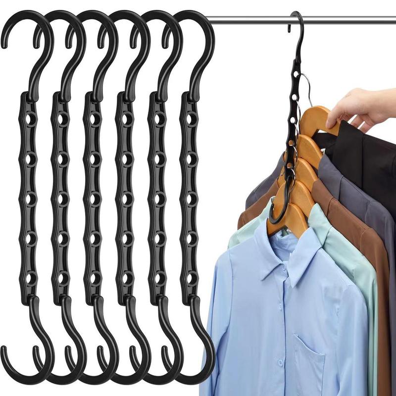 Durable Clothes Hanger Connector, 6pcs set 5-hook Magic Hanger for Wardrobe, Space Saving Hanger Connector for Home Use, Portable Storage Organizer for Outdoor Travel, Bedroom Accessories