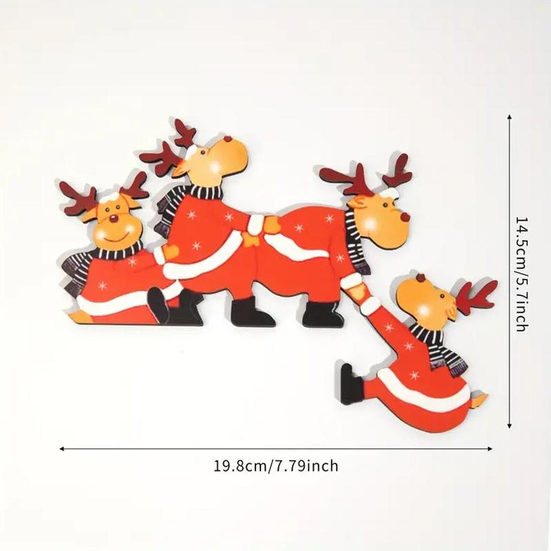 Christmas Santa & Reindeer Design Wooden Door Frame Decor, 1 Count Funny Design Door Frame Decor, Perfect for Holiday Home & Office Decor