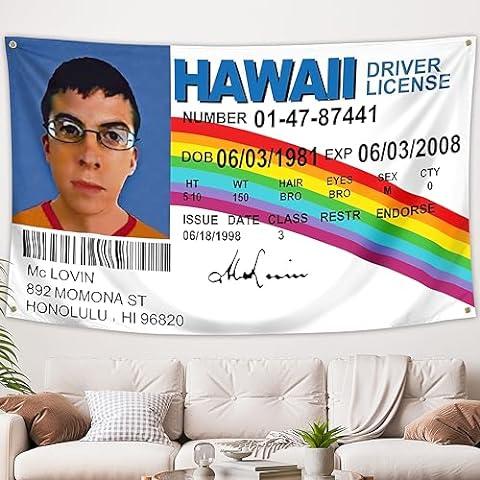 Mclovin Id Flag 3x5 ft, Novelty College Funny Dorm Banner - Vivid Color & Fade Proof - Double Stitched Polyester with Brass Grommets 3 X 5 Ft Tapestry Decor Hanging Decoration Gift Ornaments